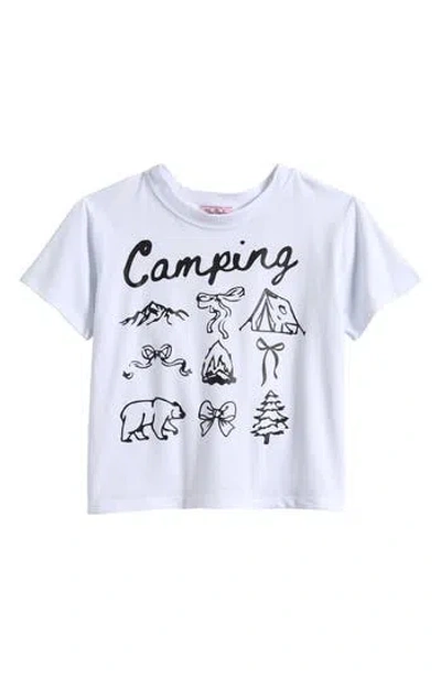 Miss Popular Kids' Bow Camp Stretch Cotton Graphic T-shirt In White