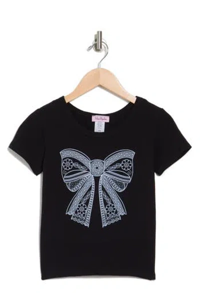 Miss Popular Kids' Bow Graphic T-shirt In Black
