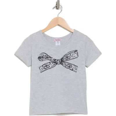 Miss Popular Kids' Bow Graphic T-shirt In Grey