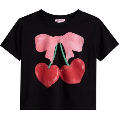 Miss Popular Kids' Cherry Bow Stretch Cotton Graphic T-shirt In Black