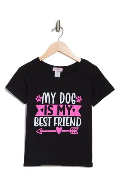 Miss Popular Kids' Dog Bff Graphic T-shirt In Black