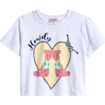 Miss Popular Kids' Howdy Heart Stretch Cotton Graphic T-shirt In White