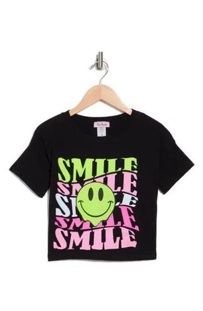 Miss Popular Kids' Smile Graphic T-shirt In Black