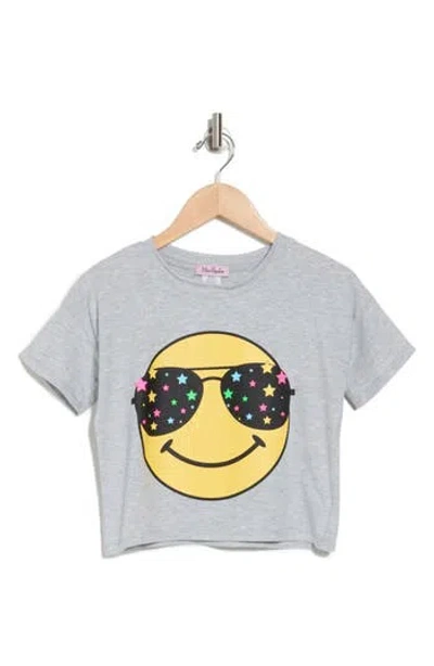 Miss Popular Kids' Sunglasses Smile Graphic T-shirt In Grey