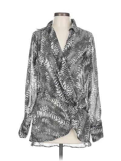 Pre-owned Miss Selfie Long Sleeve Blouse In Silver