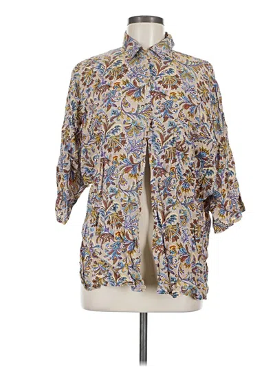 Pre-owned Miss Selfridge 3/4 Sleeve Button Down Shirt In Gray