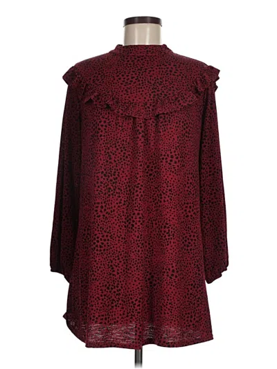 Pre-owned Miss Selfridge Long Sleeve Blouse In Burgundy