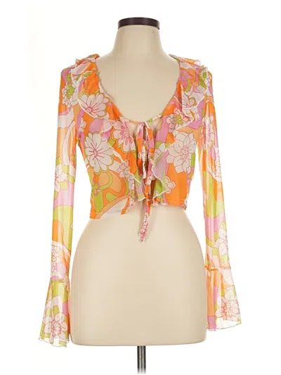 Miss Selfridge Long Sleeve Blouse In Orange
