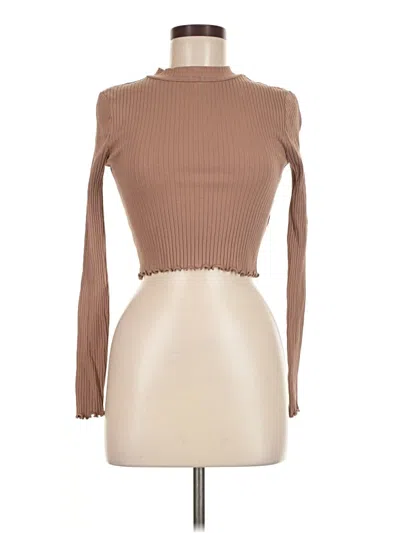 Pre-owned Miss Selfridge Long Sleeve Top Brown Turtleneck Tops