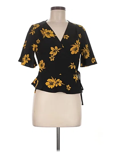 Pre-owned Miss Selfridge Short Sleeve Blouse In Black