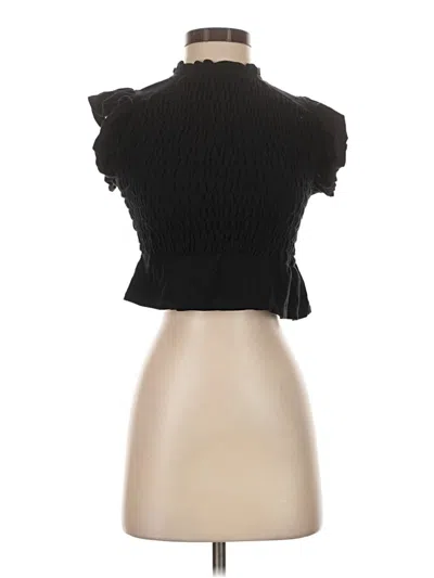 Pre-owned Miss Selfridge Short Sleeve Top Black Turtleneck Tops