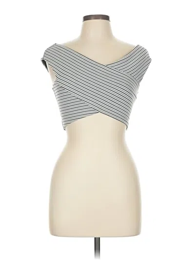 Pre-owned Miss Selfridge Short Sleeve Top Gray Strapless Neckline Tops