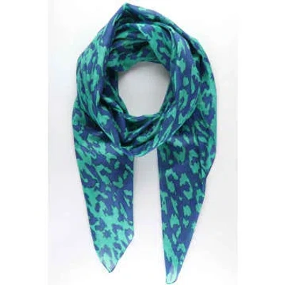 Miss Shorthair Leopard Print Cotton Scarf With Star Detail In Animal Print