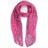 MISS SHORTHAIR LTD MISS SHORTHAIR 2125HP ALL OVER LEOPARD PRINT SCARF WITH LINED BORDER IN HOT PINK