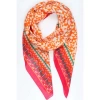 MISS SHORTHAIR LTD MISS SHORTHAIR 3146OF COTTON MOSAIC PRINT SCARF WITH PATTERNED BORDER IN ORANGE