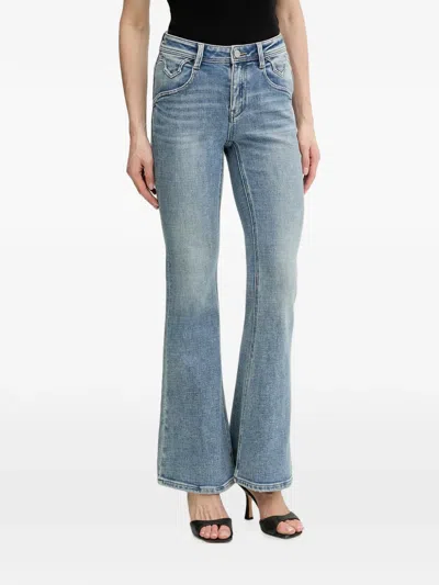 Miss Sixty Bella Contrast-stitched Mid-rise Flared Jeans In Blue