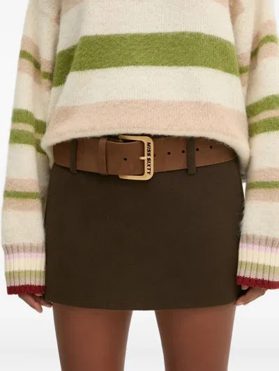 Miss Sixty Belted Mini Skirt In Green