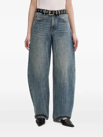 Miss Sixty Bow-detail Faux-pearl Tapered Jeans In Blue