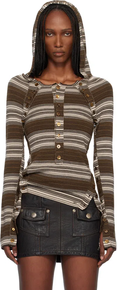 Miss Sixty Brown Knwls Edition Striped Hoodie