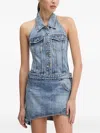 Miss Sixty Buttoned Halterneck Mini Dress In Blue