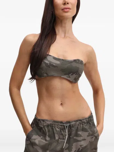 Miss Sixty Camouflage-print Bandeau Top In Gray