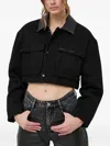 Miss Sixty Cropped Trimmed-collar Denim Jacket In Black