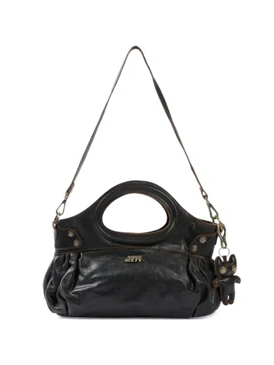 Miss Sixty Distressed Leather Tote Bag In Black