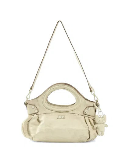 Miss Sixty Distressed Leather Tote Bag In Neutral