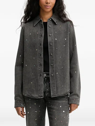 Miss Sixty Embellished Shirt In Gray