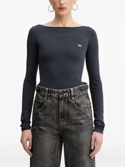 Miss Sixty Embroidered Knit Top In Blue