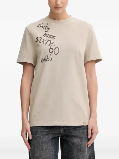 Miss Sixty Embroidered T-shirt In Neutral