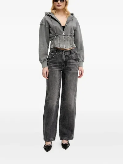 Miss Sixty Faded Wide-leg Jeans In Gray