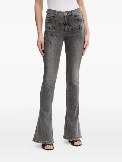Miss Sixty Front-embellished Flared Jeans In Gray