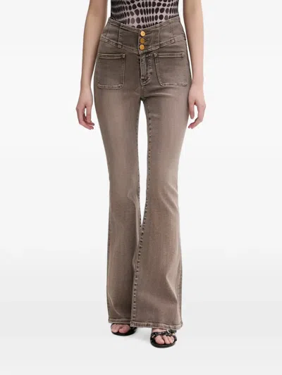 Miss Sixty Glenda Plus 5 High-waisted Flared Jeans In Brown