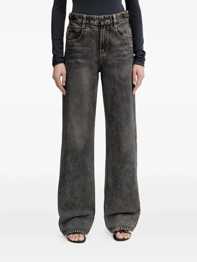 Miss Sixty Leather-panel Loose-fit Denim Jeans In Black