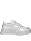 Miss Sixty Leather Platform Sneakers In Gray