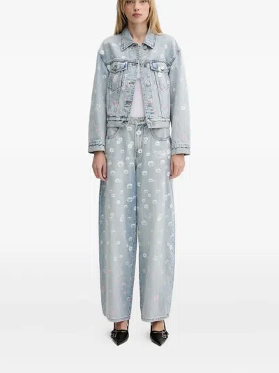 Miss Sixty Lip-print Sequin Jeans In Blue