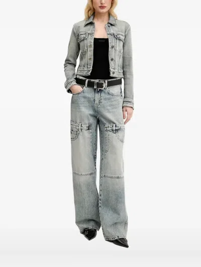 Miss Sixty Logo-patch Denim Jacket In Gray