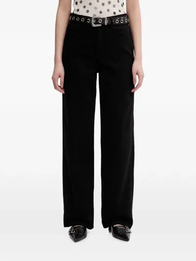 Miss Sixty Logo-patch Mid-rise Straight-leg Jeans In Black