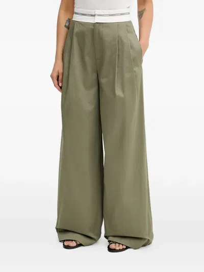 Miss Sixty Pleated Wide-leg Trousers In Green
