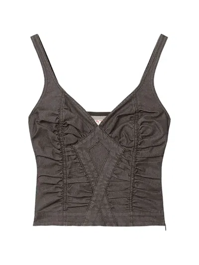 Miss Sixty Ruched Tank Top In Brown