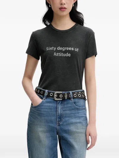 Miss Sixty Slogan-print Crew-neck T-shirt In Black