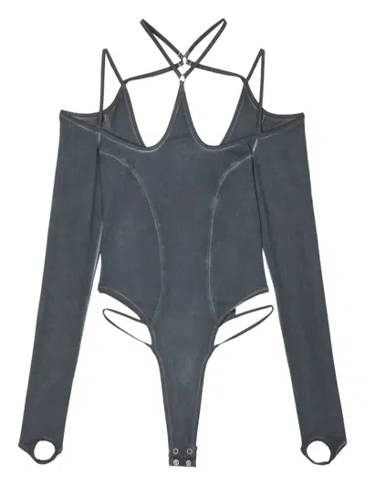 Miss Sixty Strap-detail Bodysuit In Gray