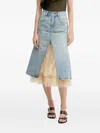 Miss Sixty Tulle-insert Denim Skirt In Blue