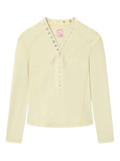 Miss Sixty V-neck Top In Yellow