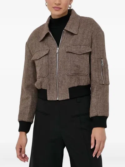 Miss Sixty Wool Cropped Jacket In Brown