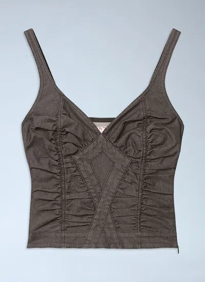 Miss Sixty X Knwls Ruched Top In Green