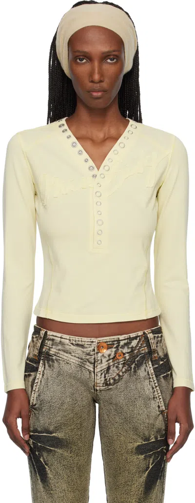 Miss Sixty Yellow Knwls Edition Logo Patchwork Top