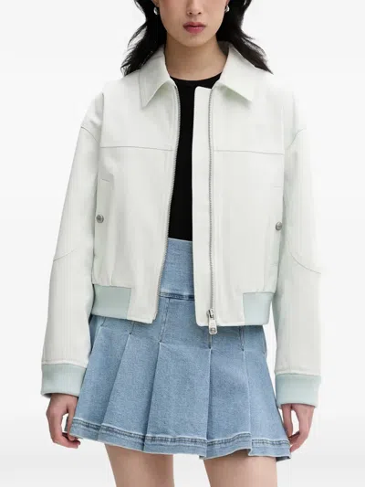 Miss Sixty Zip-up Panelled Cropped Jacket In White