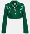Miss Sohee The Vanguard Cropped Embellished Metallic Silk Top And Jacket Set In Green
